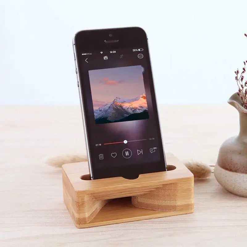 Wood Cell Phone Stand Mobile Phone Sound Amplifier Stand Wooden Cell Phones Stand with Sounds Amplifier Phones Holder Desk